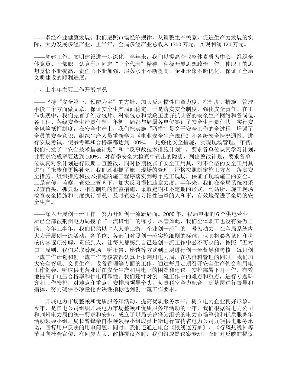 上半年工作总结(电力局).docx_第2页