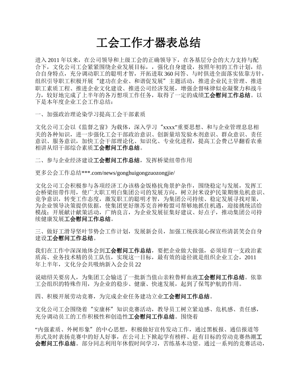 工会工作才器表总结.docx_第1页