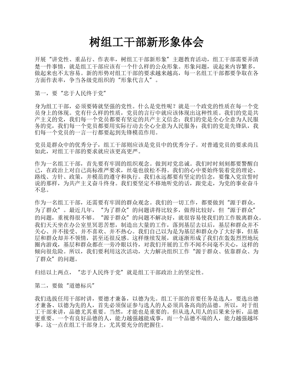 树组工干部新形象体会.docx_第1页