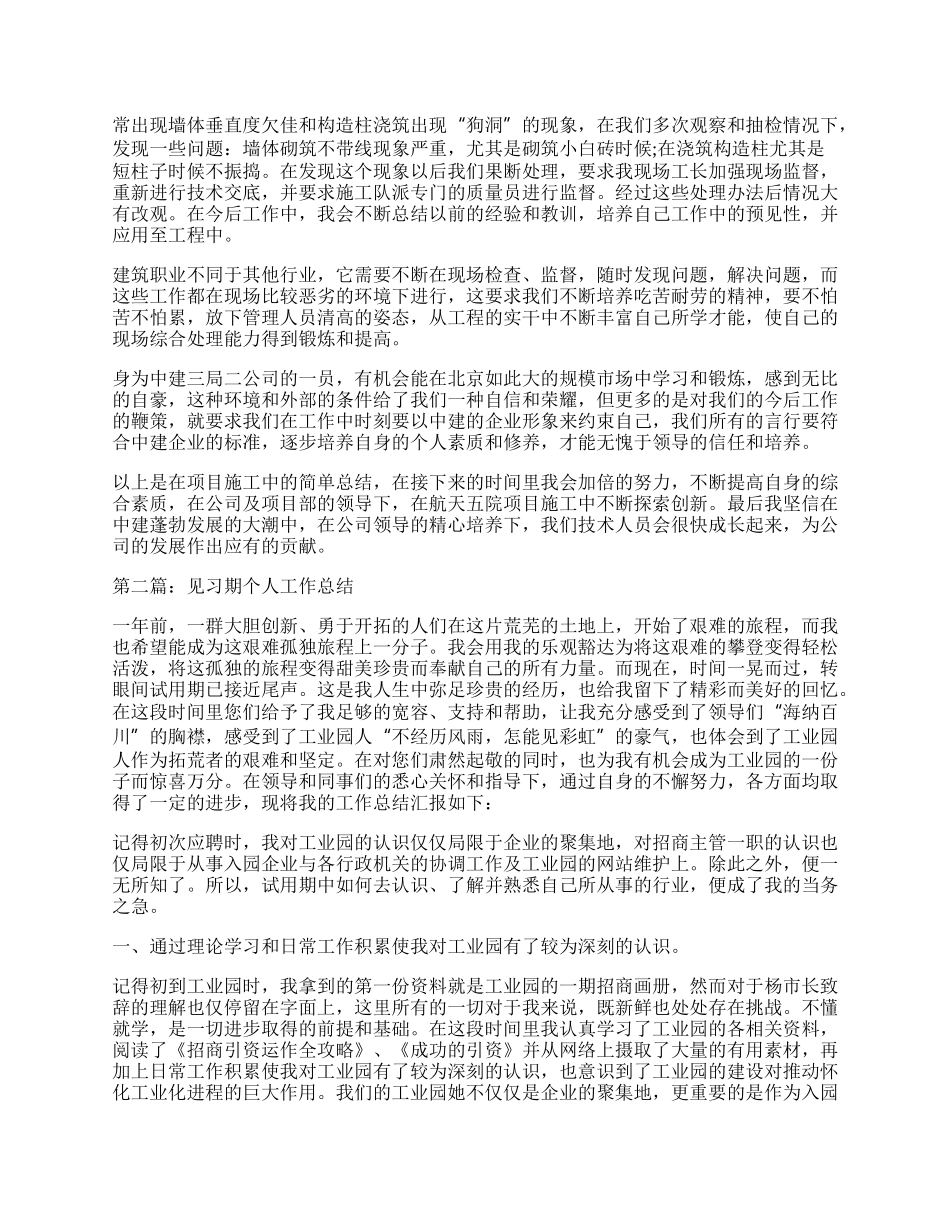 见习期施工员个人工作总结.docx_第2页