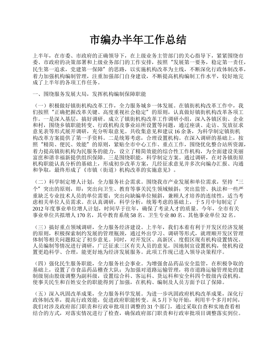 市编办半年工作总结.docx_第1页