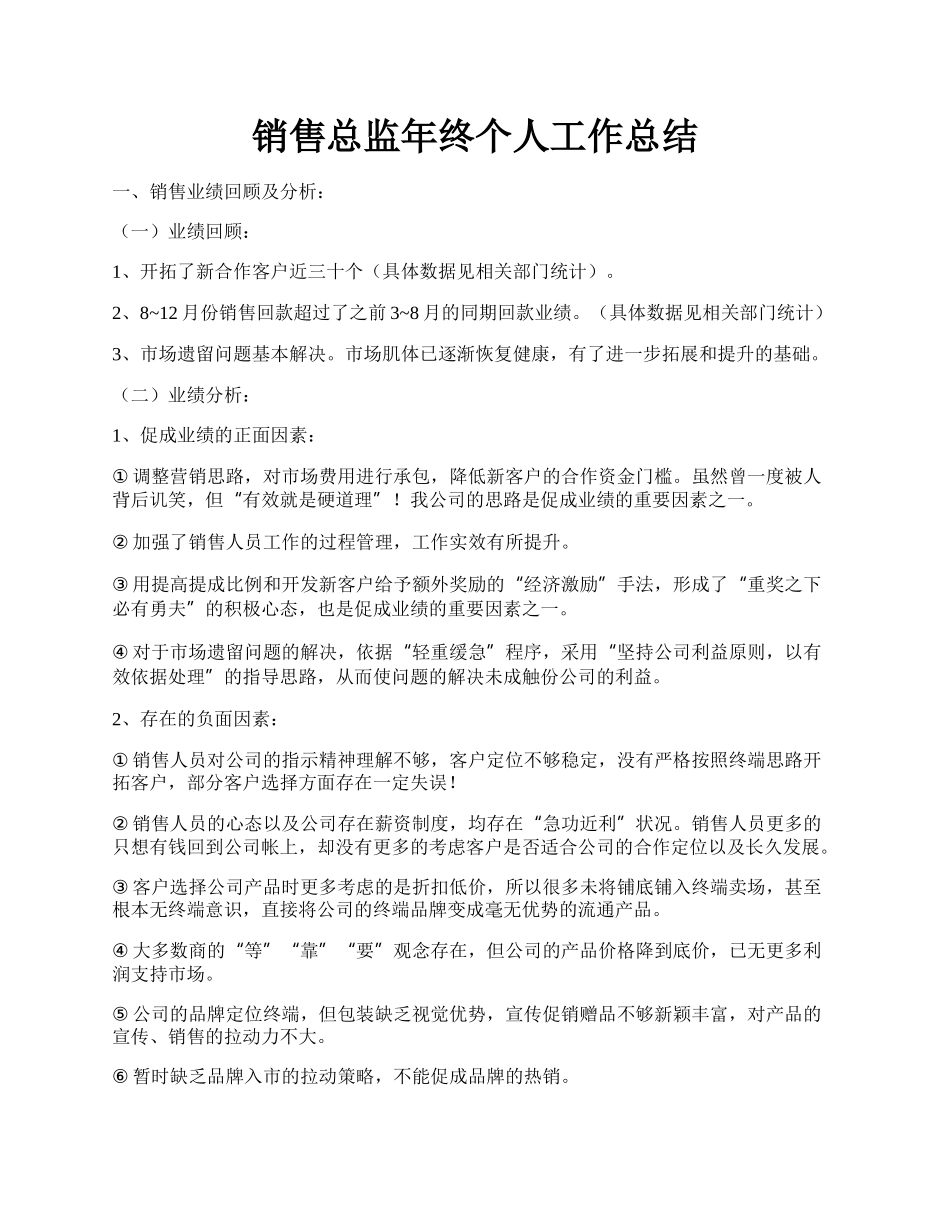 销售总监年终个人工作总结.docx_第1页