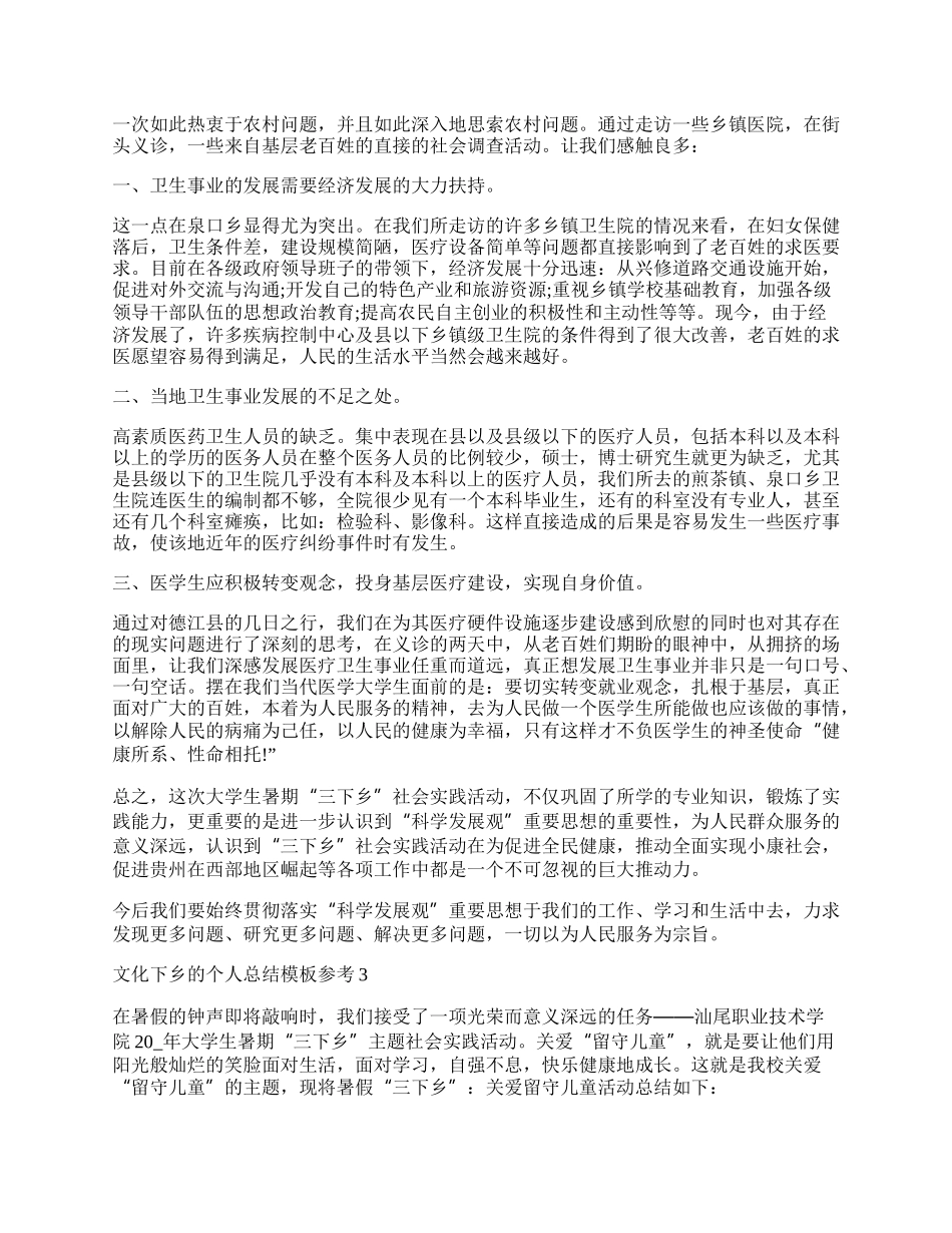 文化下乡的个人总结模板参考.docx_第3页