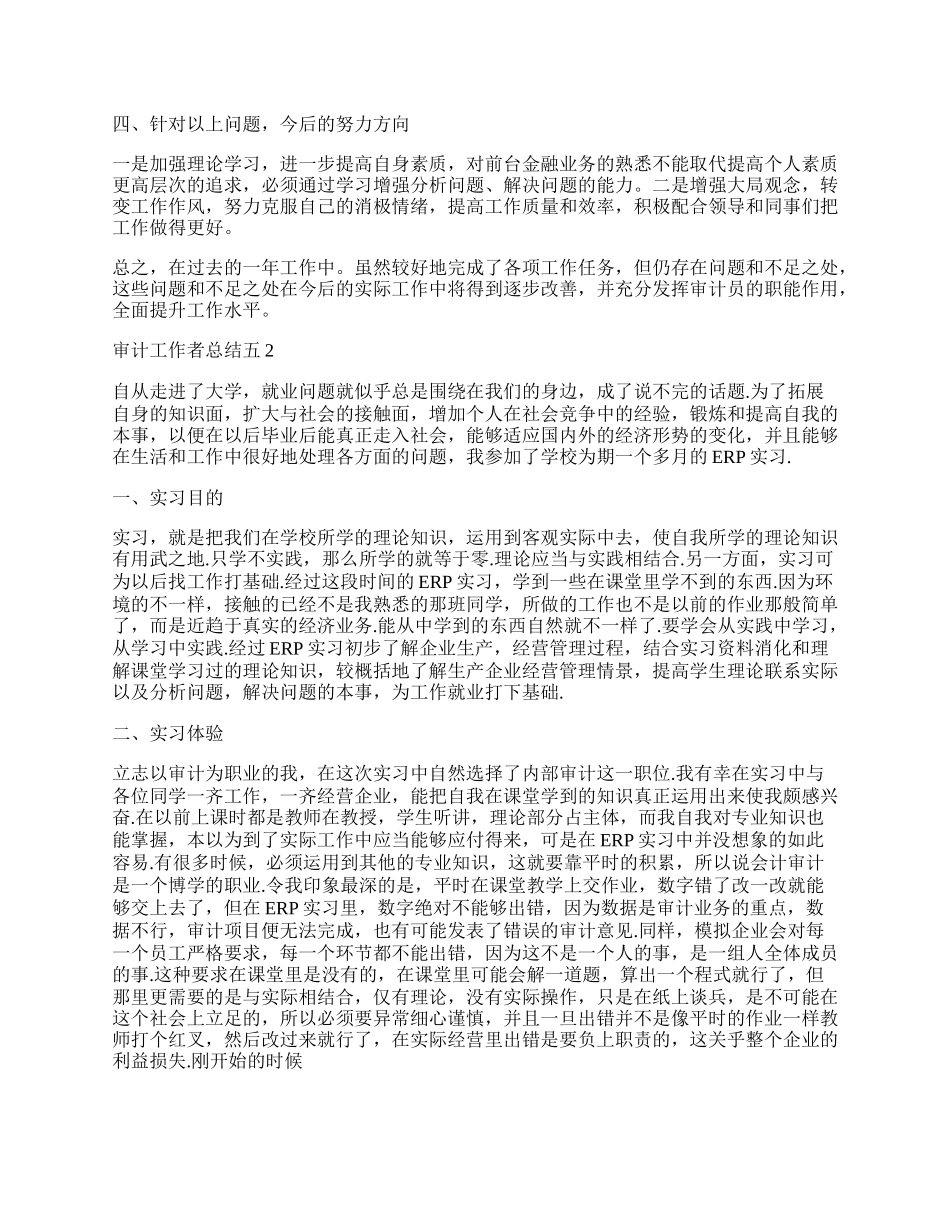 精选的审计工作者总结报告五.docx_第2页