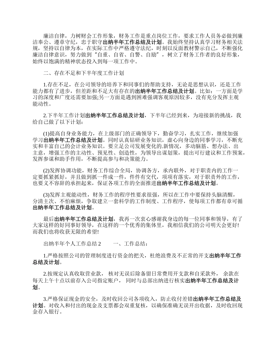 出纳半年个人工作总结.docx_第2页