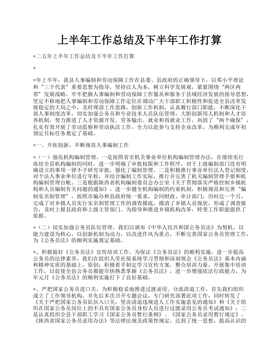 上半年工作总结及下半年工作打算.docx_第1页