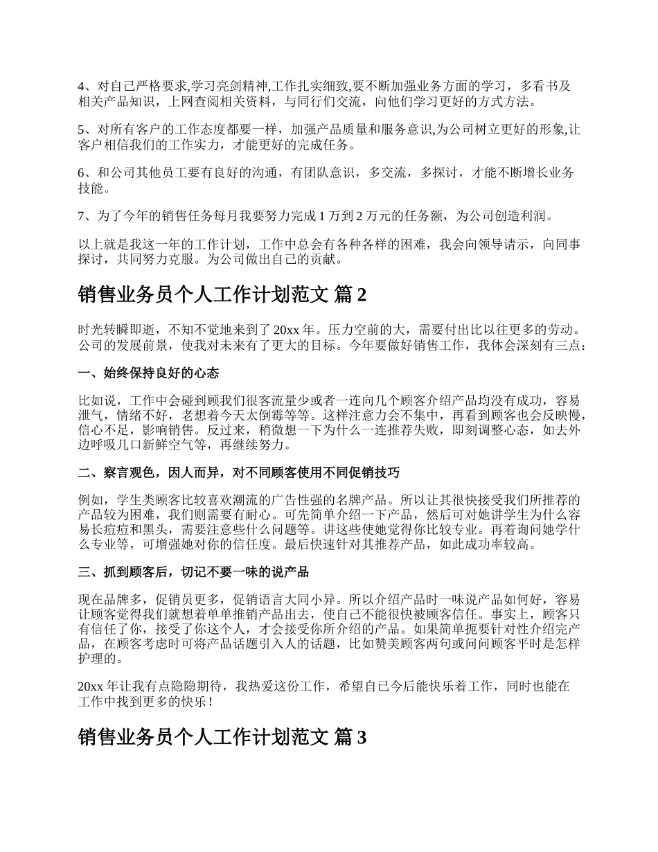 销售业务员个人工作计划范文.docx_第3页