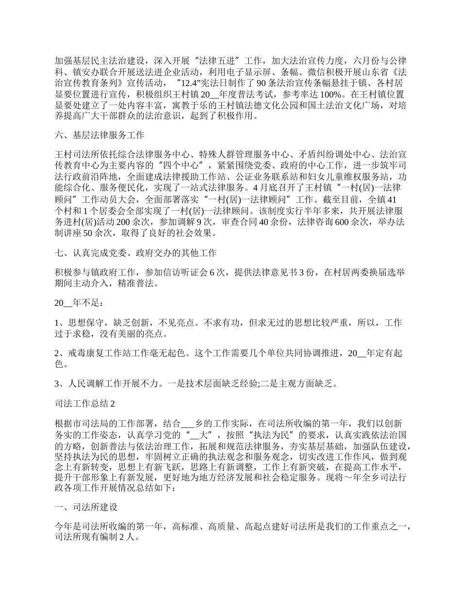 最新司法工作总结范文.docx_第2页