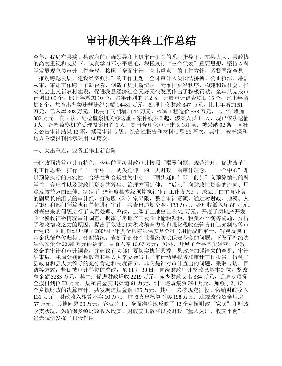 审计机关年终工作总结.docx_第1页