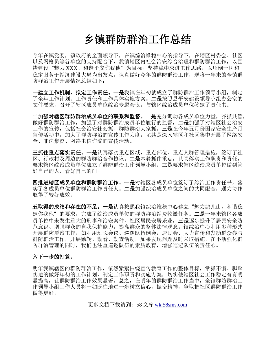 乡镇群防群治工作总结.docx_第1页