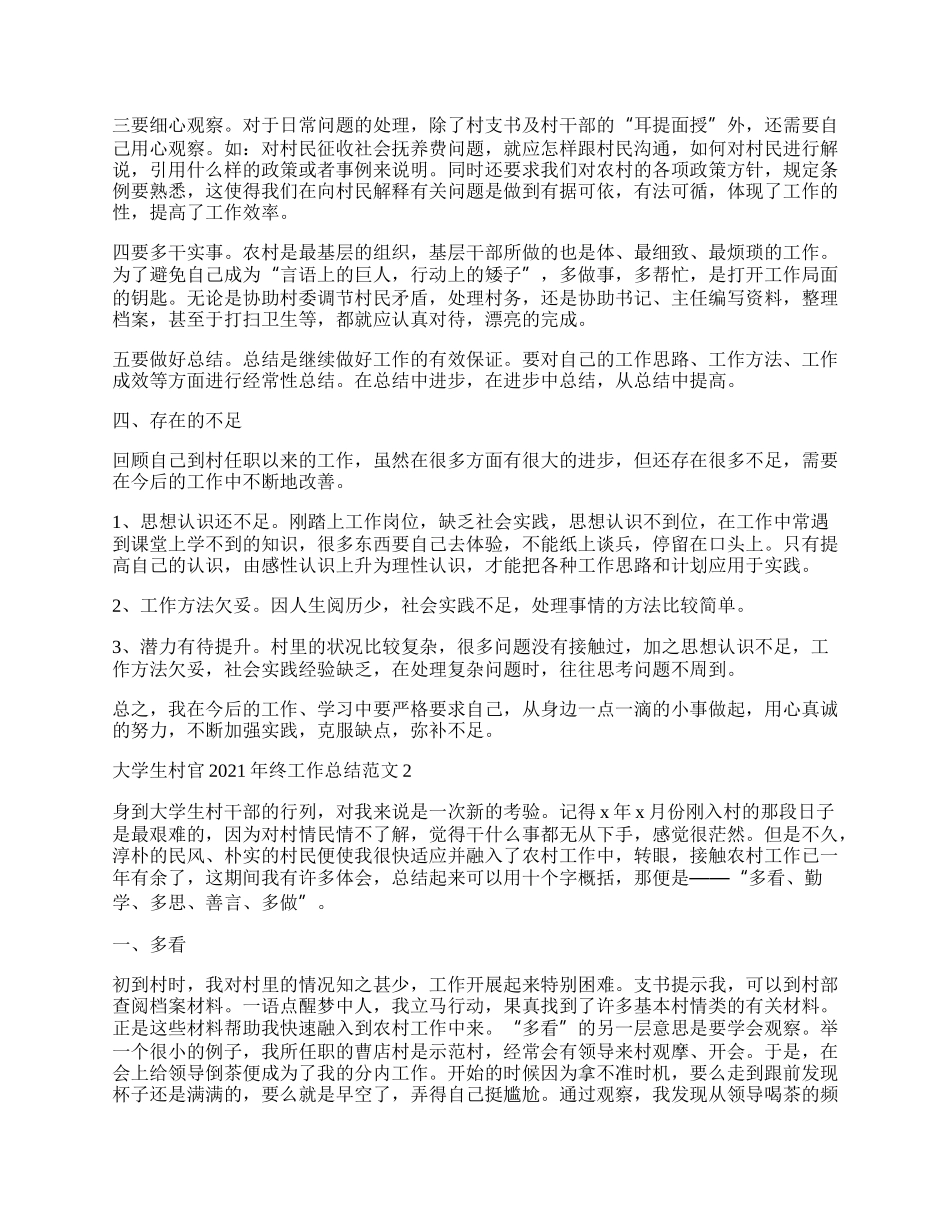 大学生村官年终工作总结范文最新.docx_第2页