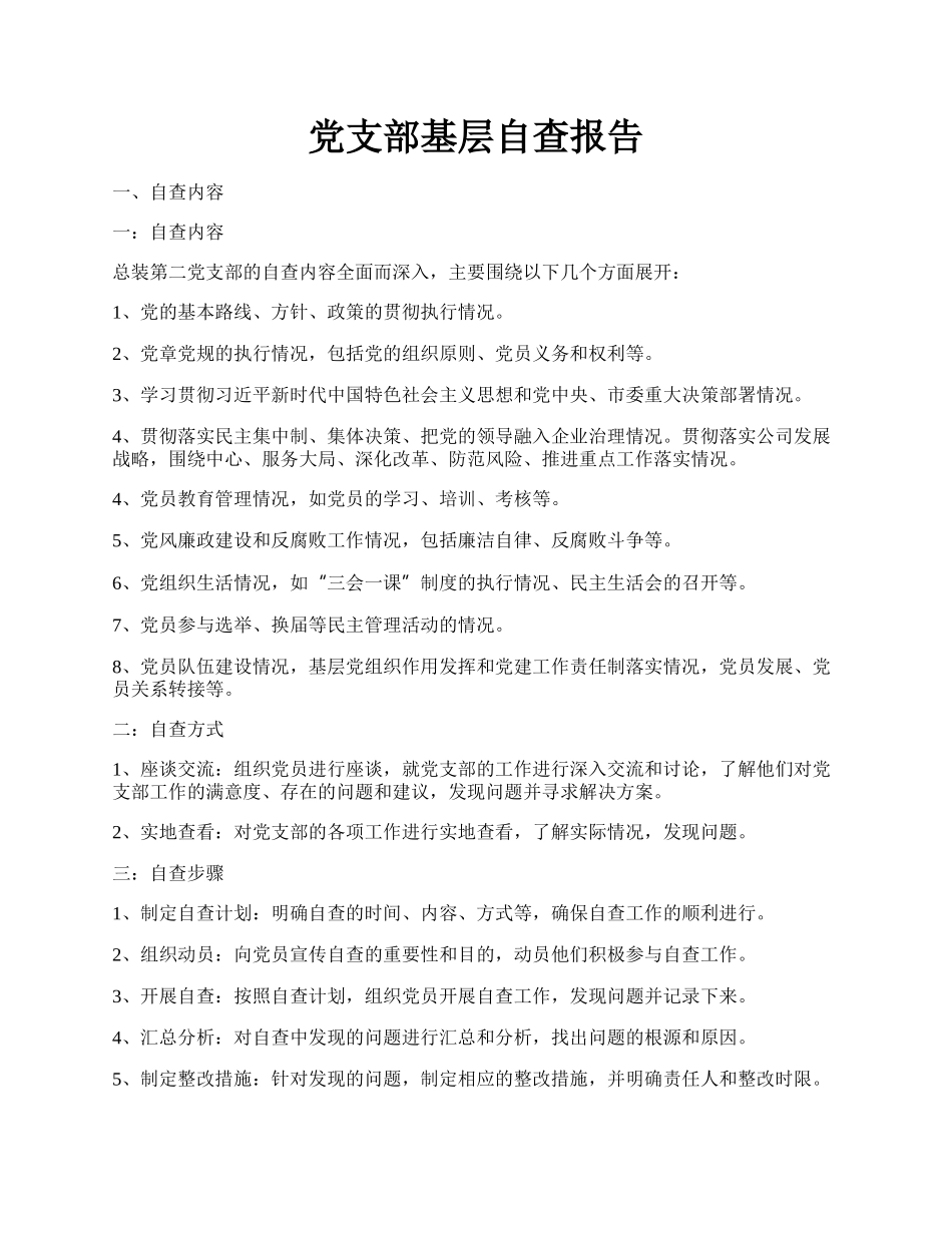 党支部基层自查报告.docx_第1页