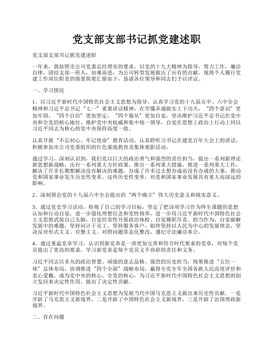 党支部支部书记抓党建述职.docx_第1页