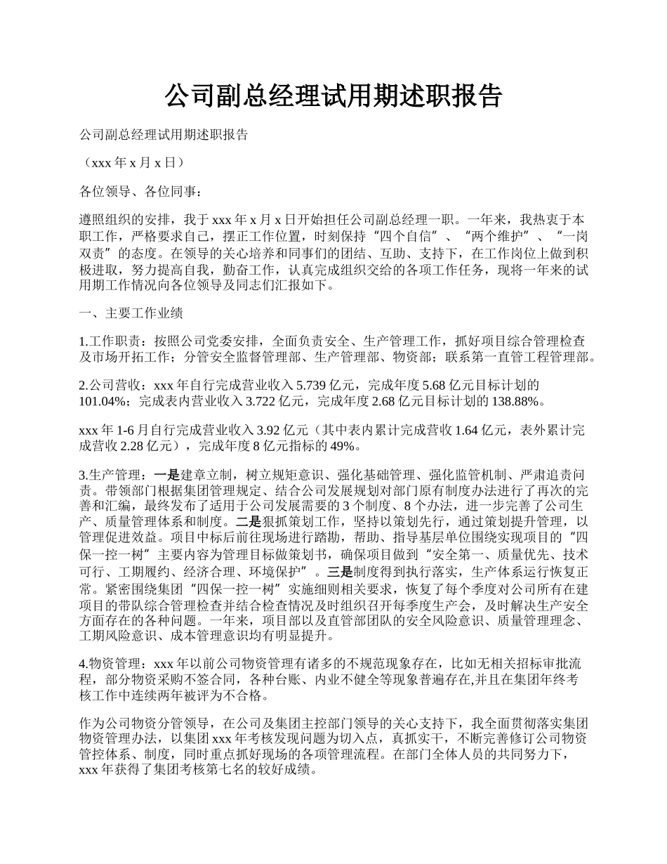 公司副总经理试用期述职报告.docx_第1页