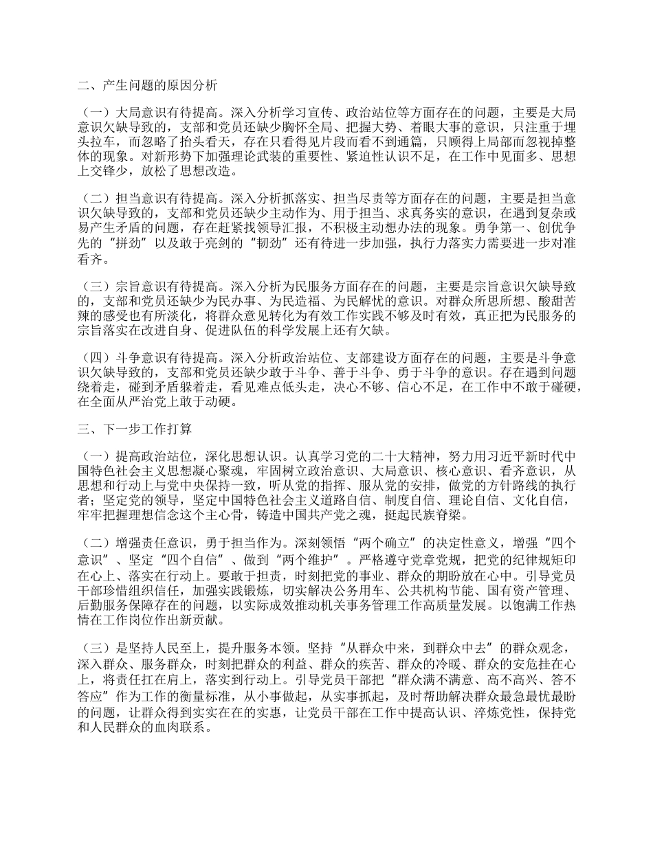 党支部xxxx年度组织生活会班子对照检查材料.docx_第2页