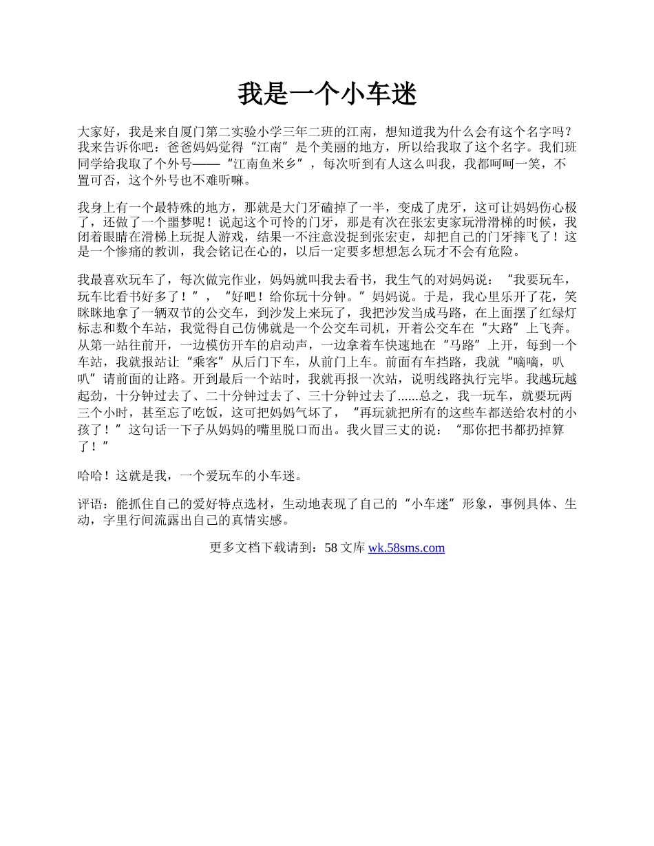 我是一个小车迷.docx_第1页