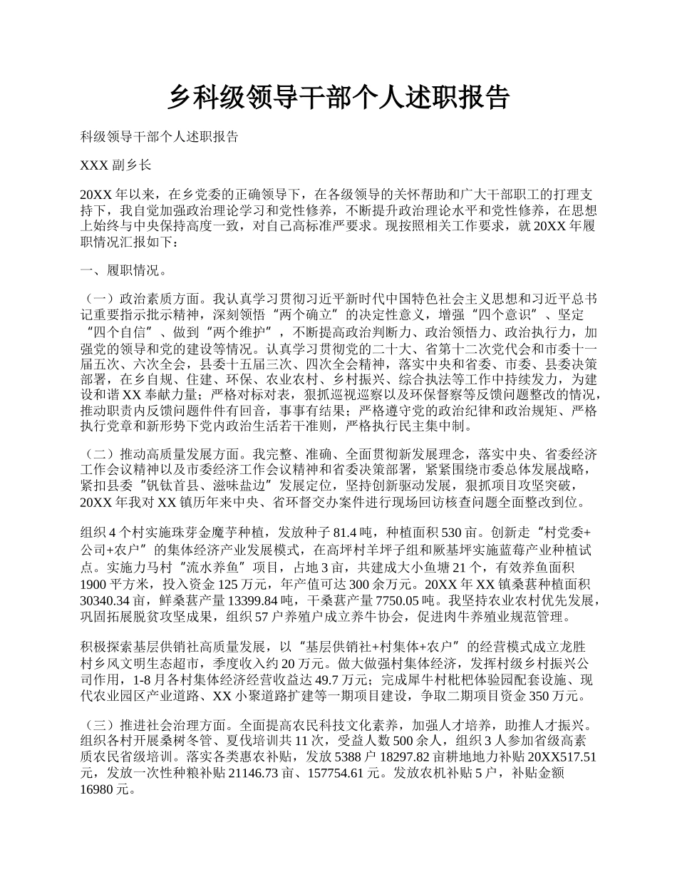 乡科级领导干部个人述职报告.docx_第1页