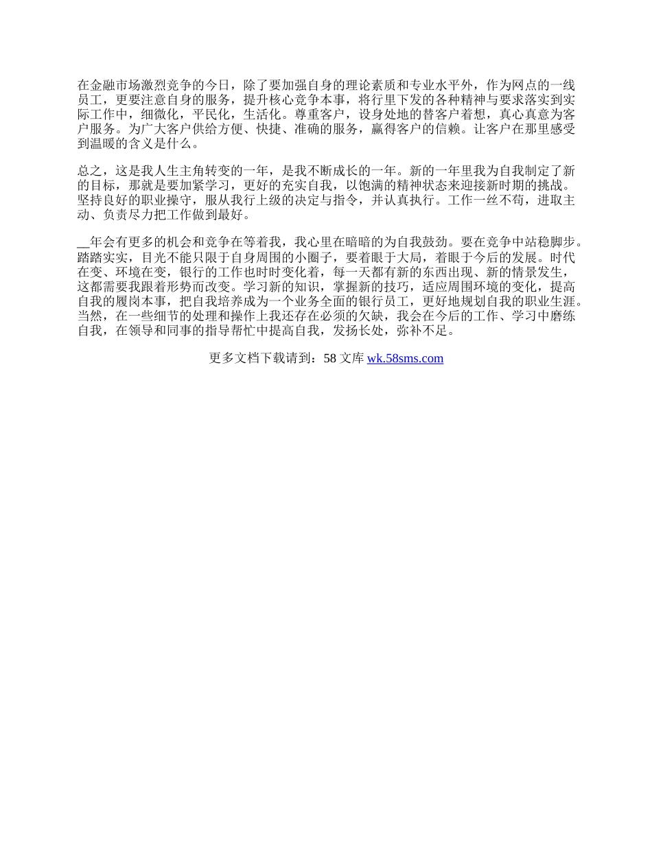 银行员工客户经理转正自我鉴定书.docx_第3页