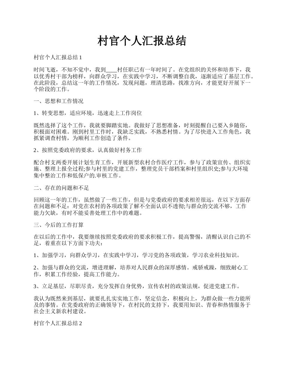 村官个人汇报总结.docx_第1页