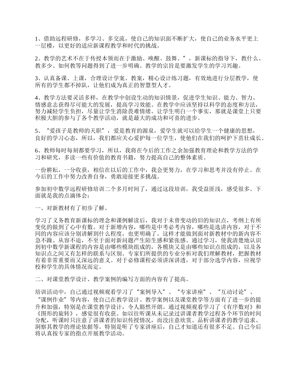 初中数学教师个人研修总结（精选7篇）.docx_第2页