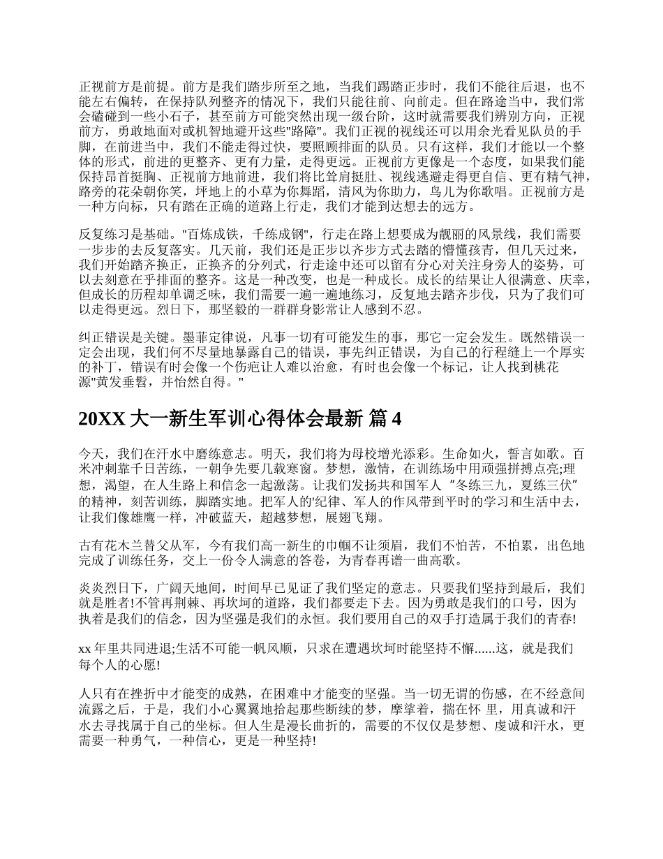 20XX大一新生军训心得体会最新.docx_第3页