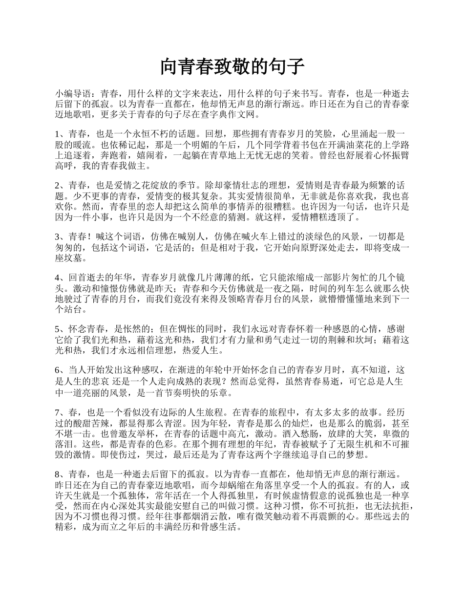 向青春致敬的句子.docx_第1页