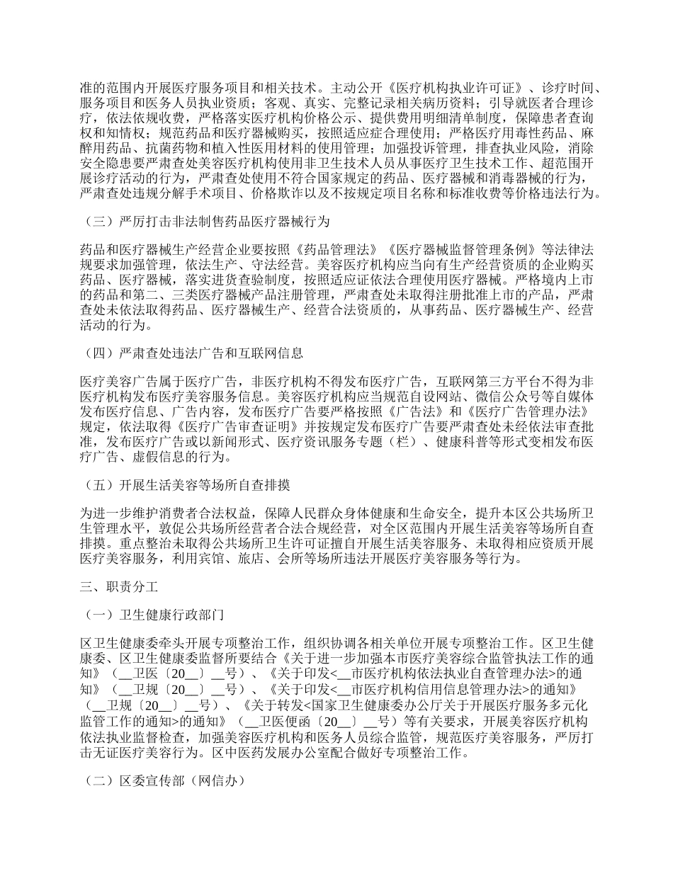 最新医疗美容行业突出问题专项治理工作方案.docx_第2页