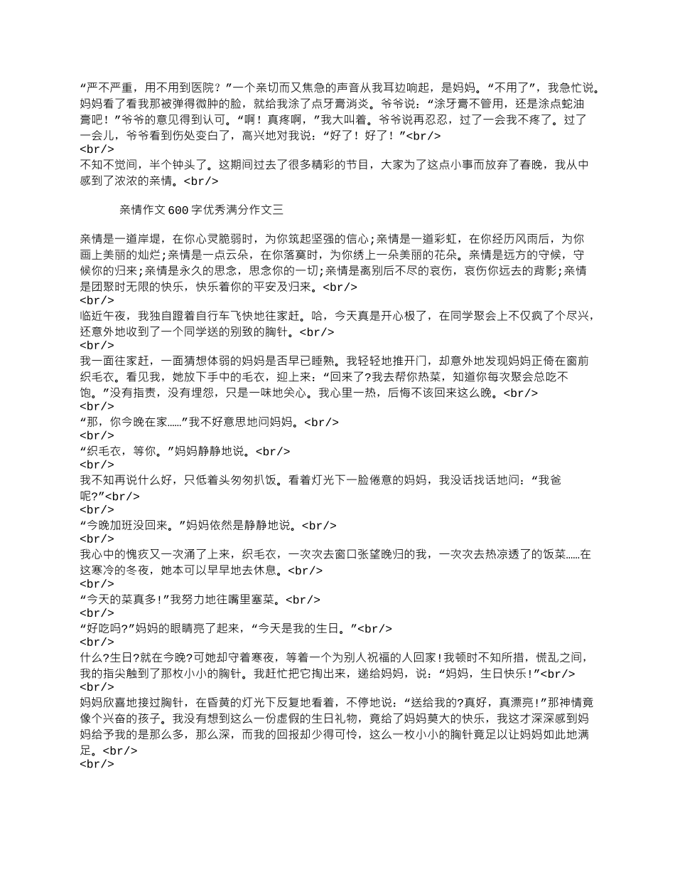 亲情作文600字优秀满分作文 亲情作文600字左右五篇.docx_第2页