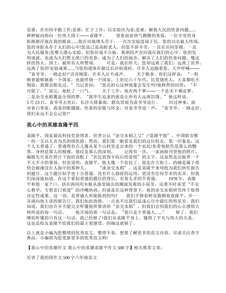 我心中的英雄作文 我心中的英雄袁隆平作文500字.docx_第3页