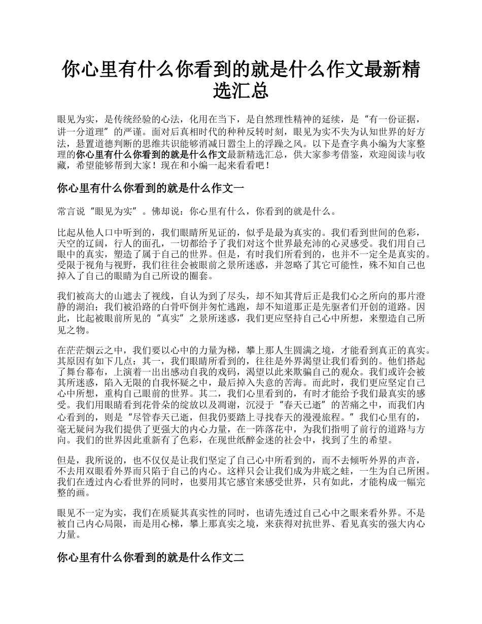 你心里有什么你看到的就是什么作文最新精选汇总.docx_第1页