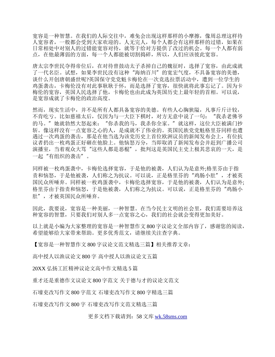 宽容是一种智慧作文800字议论文范文精选三篇.docx_第3页