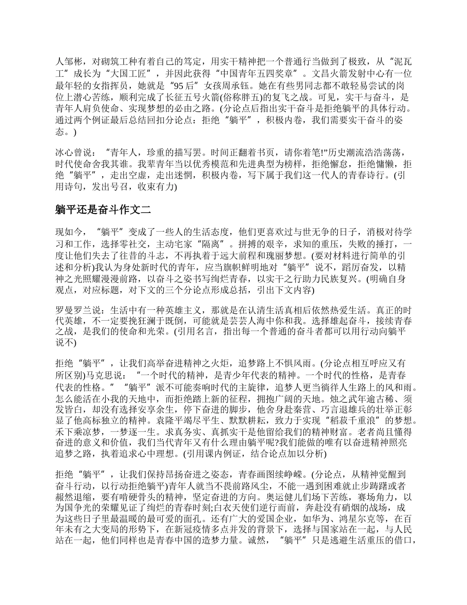 躺平还是奋斗作文 躺平还是奋斗议论文优秀精选2篇.docx_第2页