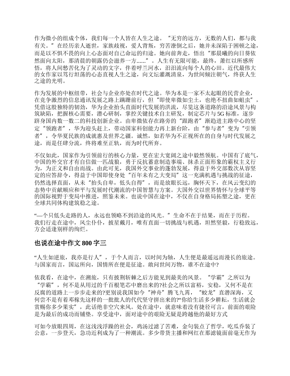 也说在途中议论文 也说在途中作文800字范文精选.docx_第2页