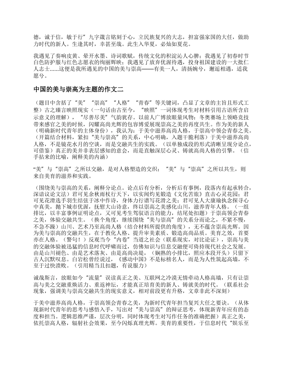 中国的美与崇高为主题的作文 中国的美与崇高为主题的作文800字精选.docx_第2页