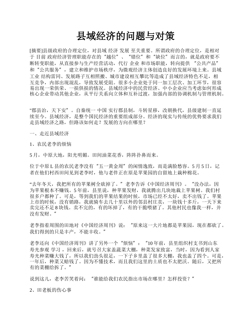 县域经济的问题与对策.docx_第1页