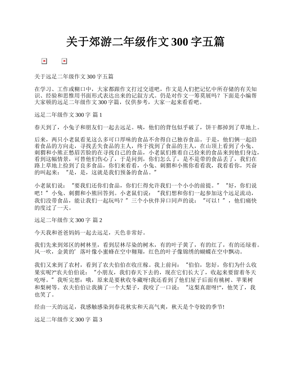 关于郊游二年级作文300字五篇.docx_第1页