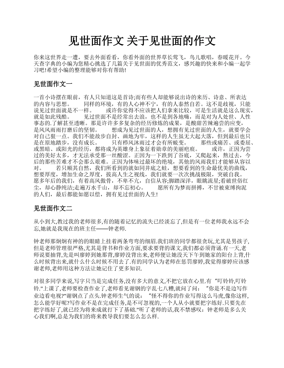 见世面作文 关于见世面的作文.docx_第1页