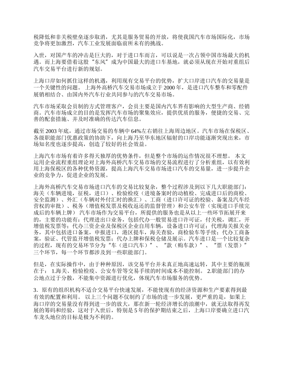 上海外高桥汽车市场进口汽车交易流程重组研究(1)论文.docx_第2页