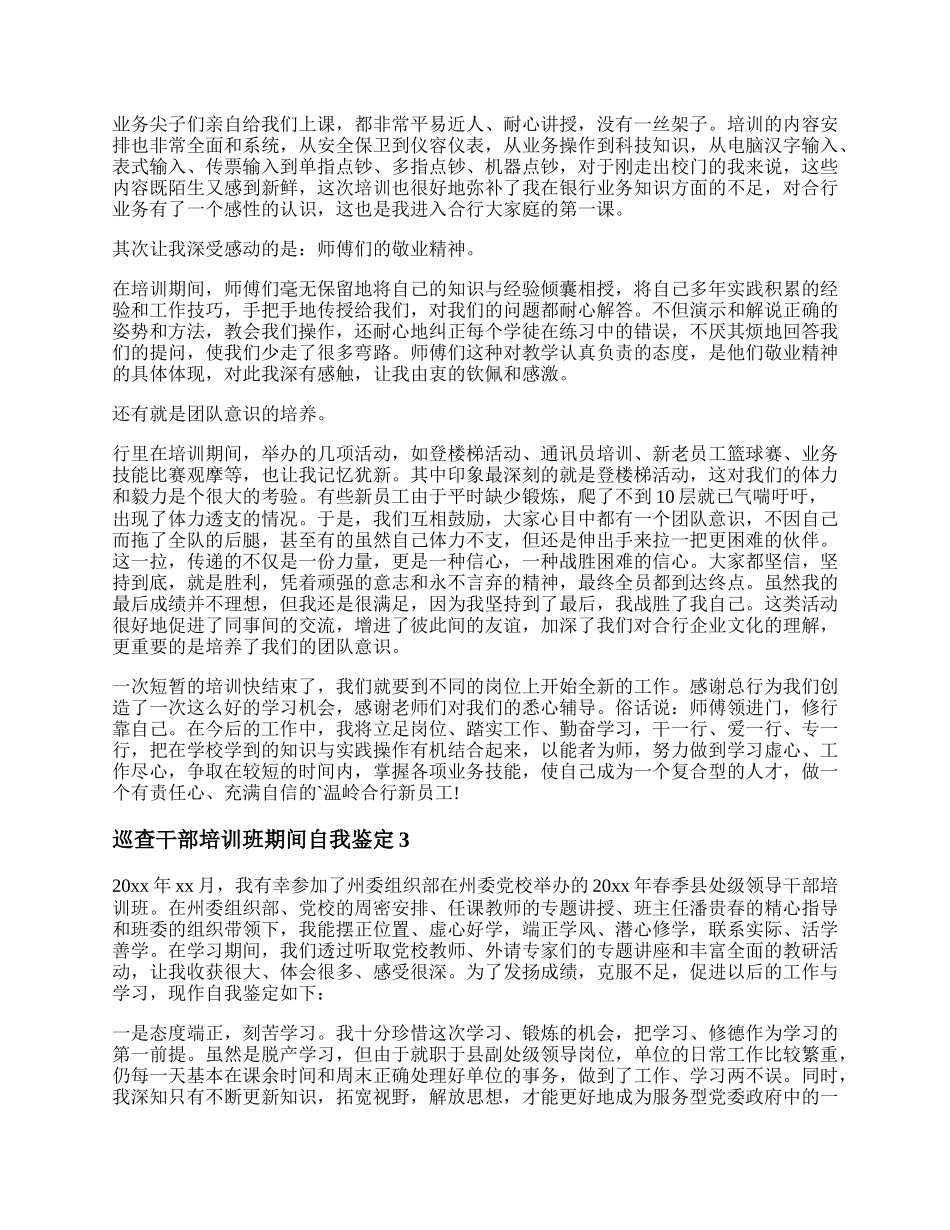 巡查干部培训班期间自我鉴定范文五篇.docx_第2页