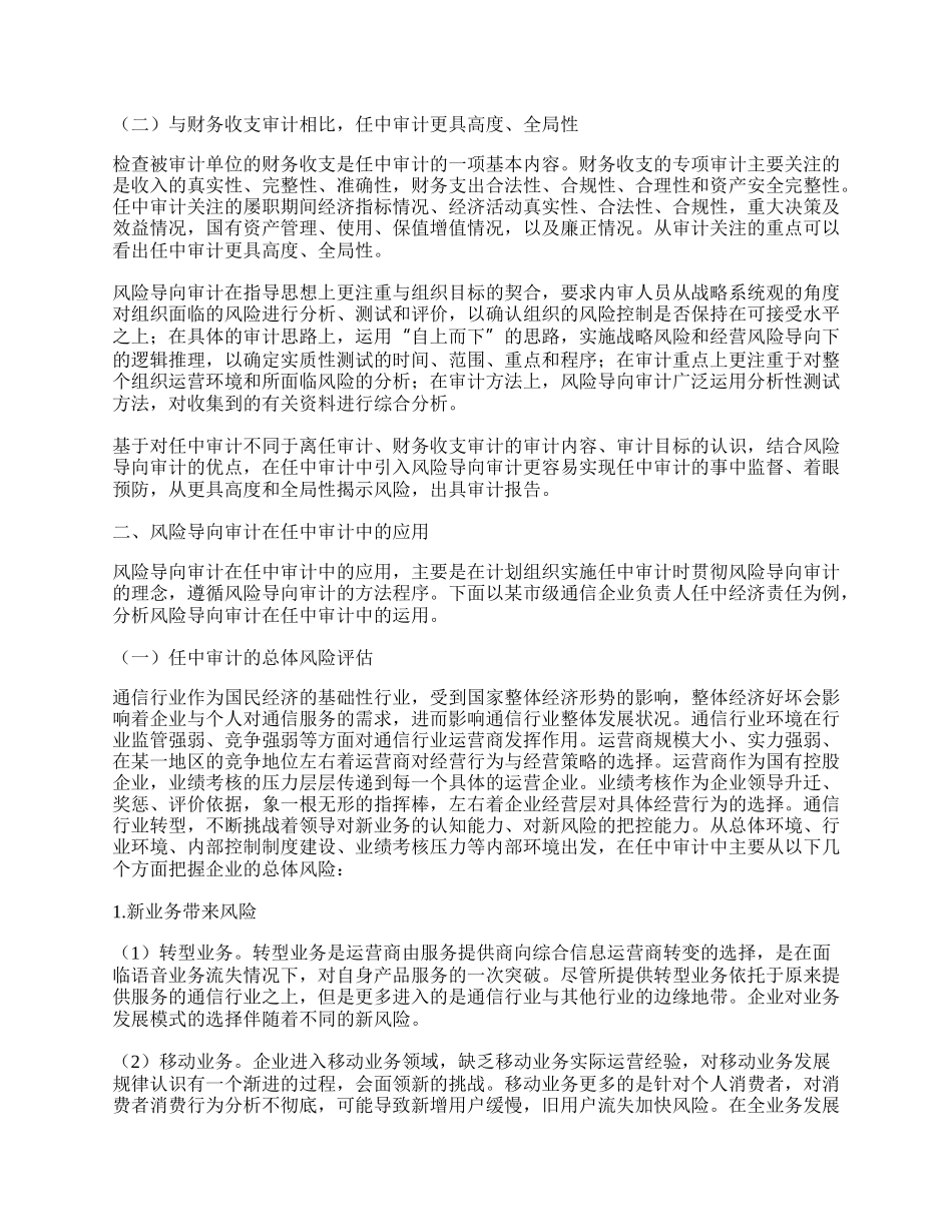 在任中经济责任审计中引入风险导向审计初探.docx_第2页