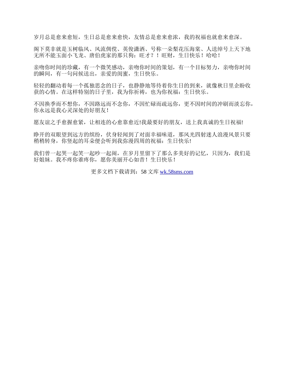 送给闺蜜的微信生日祝福语.docx_第2页