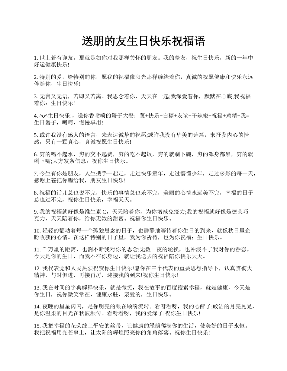 送朋的友生日快乐祝福语.docx_第1页