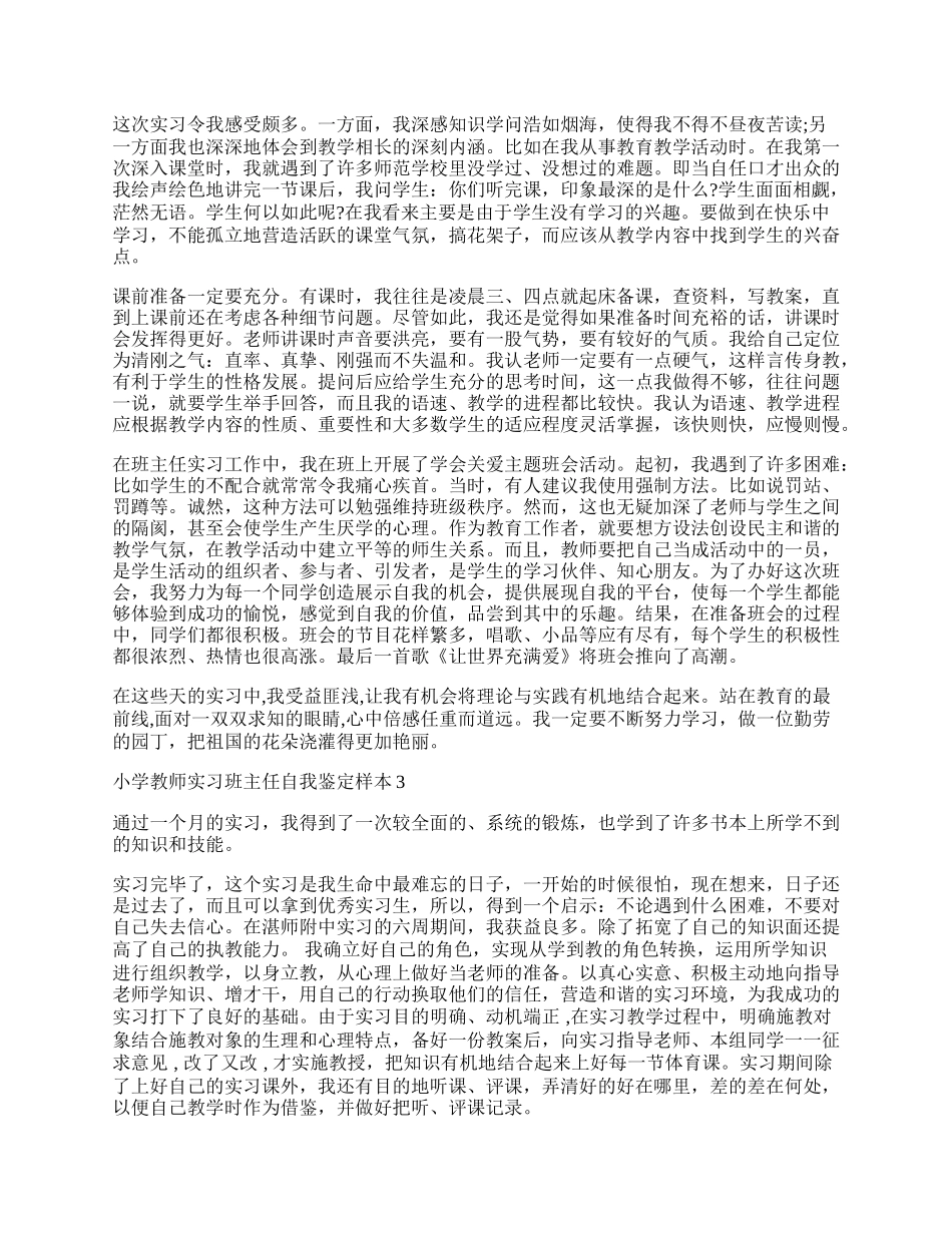 小学教师实习班主任自我鉴定样本.docx_第2页