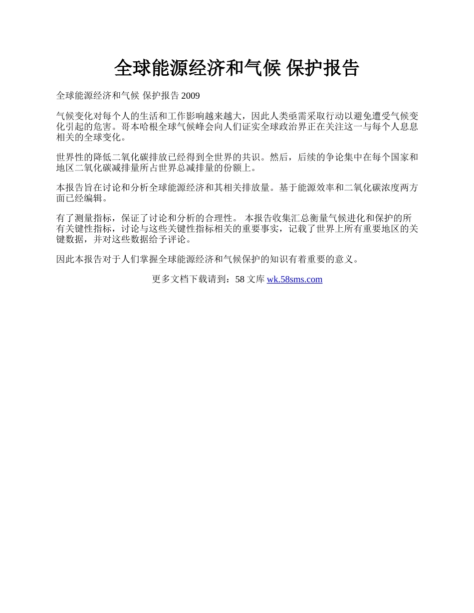 全球能源经济和气候 保护报告.docx_第1页