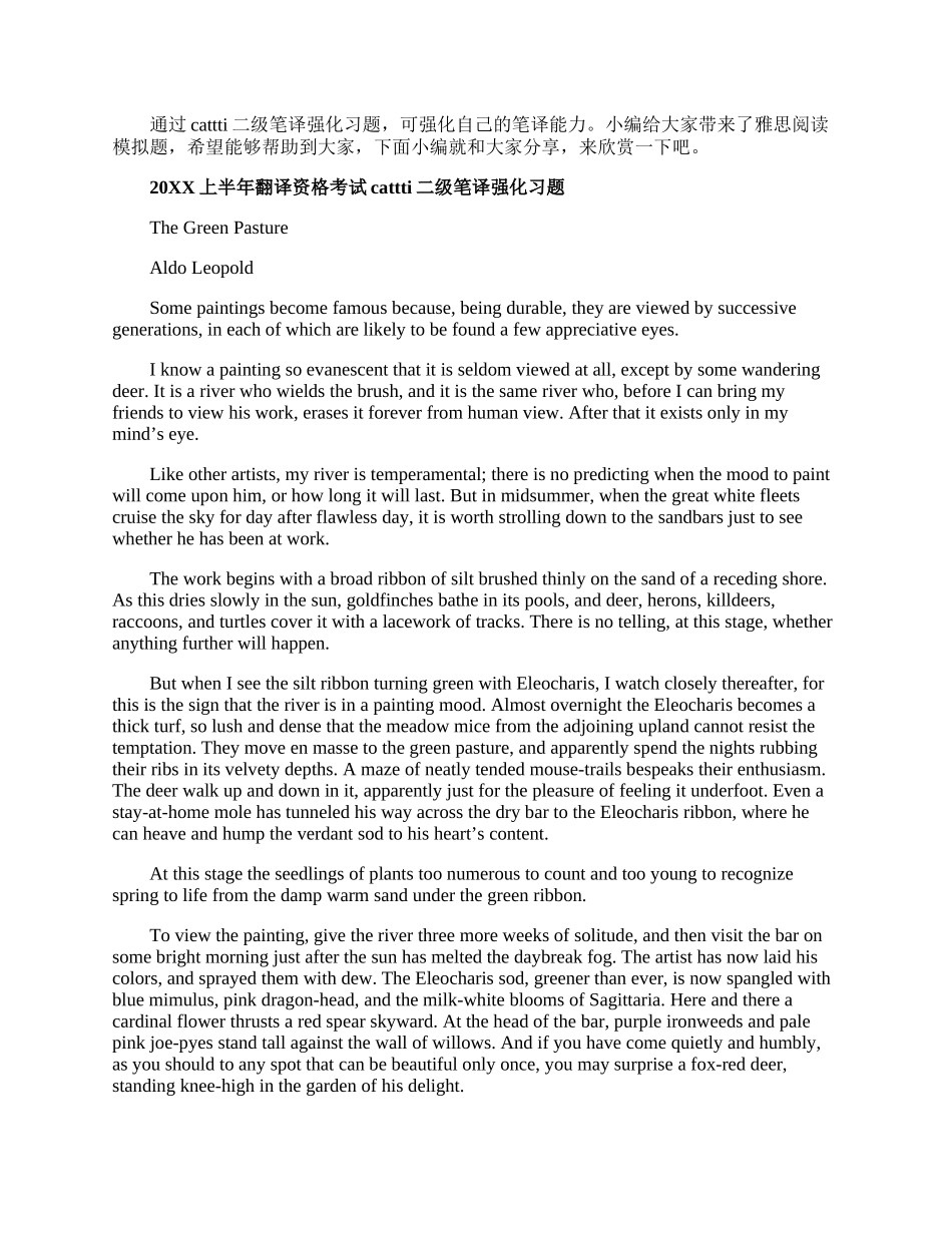 20XX上半年翻译资格考试cattti二级笔译强化习题.docx_第1页