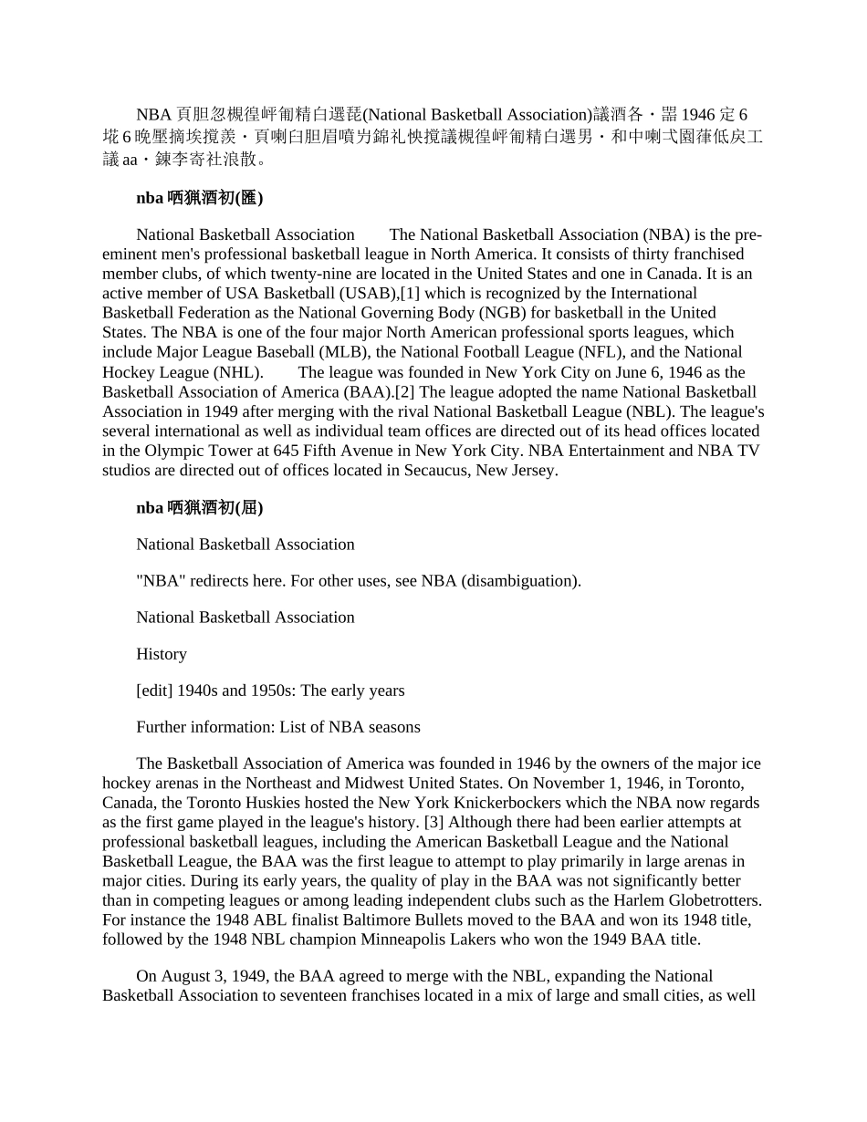 nba英文简介简短.docx_第1页
