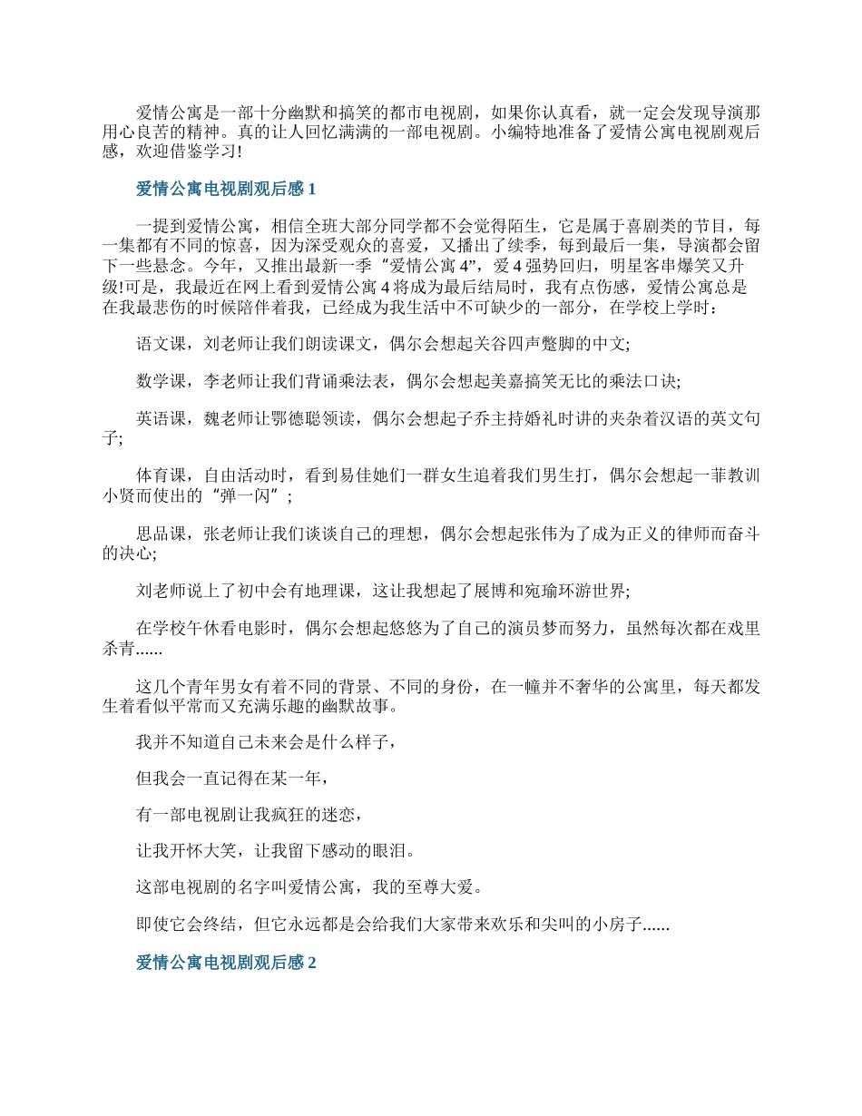 爱情公寓电视剧观后感.docx_第1页