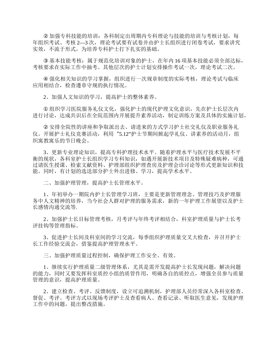 医院护士的工作计划五篇.docx_第2页