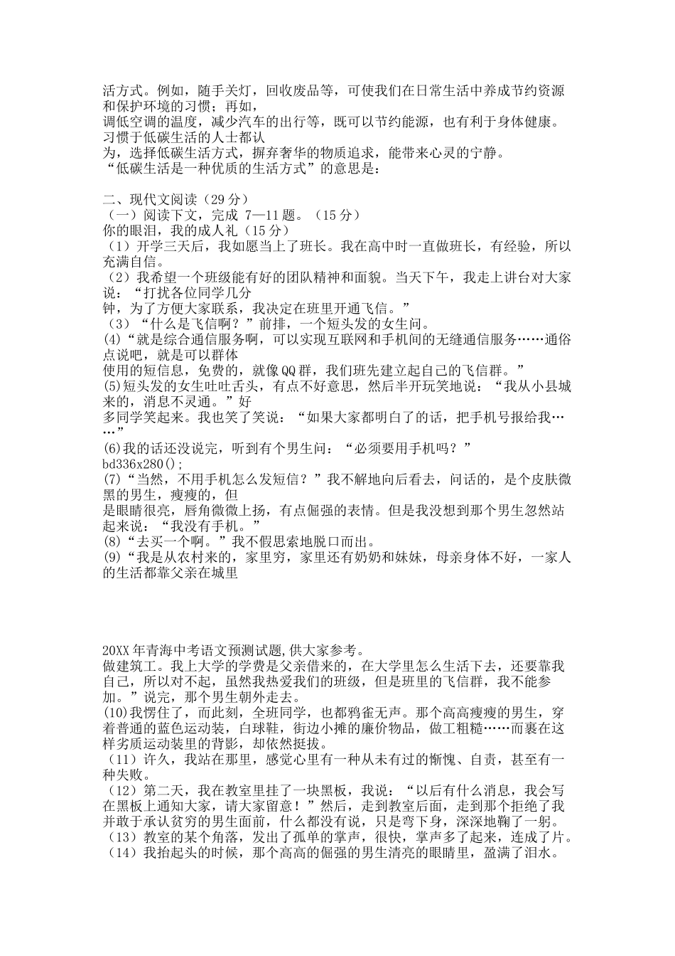 20XX年青海中考语文预测试题.docx_第3页