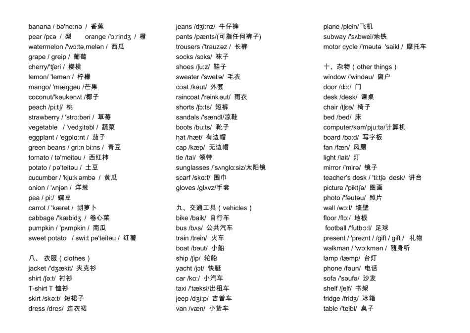 小学英语单词分类表大全A4完美打印版-小学英语词汇表大全.pdf_第3页